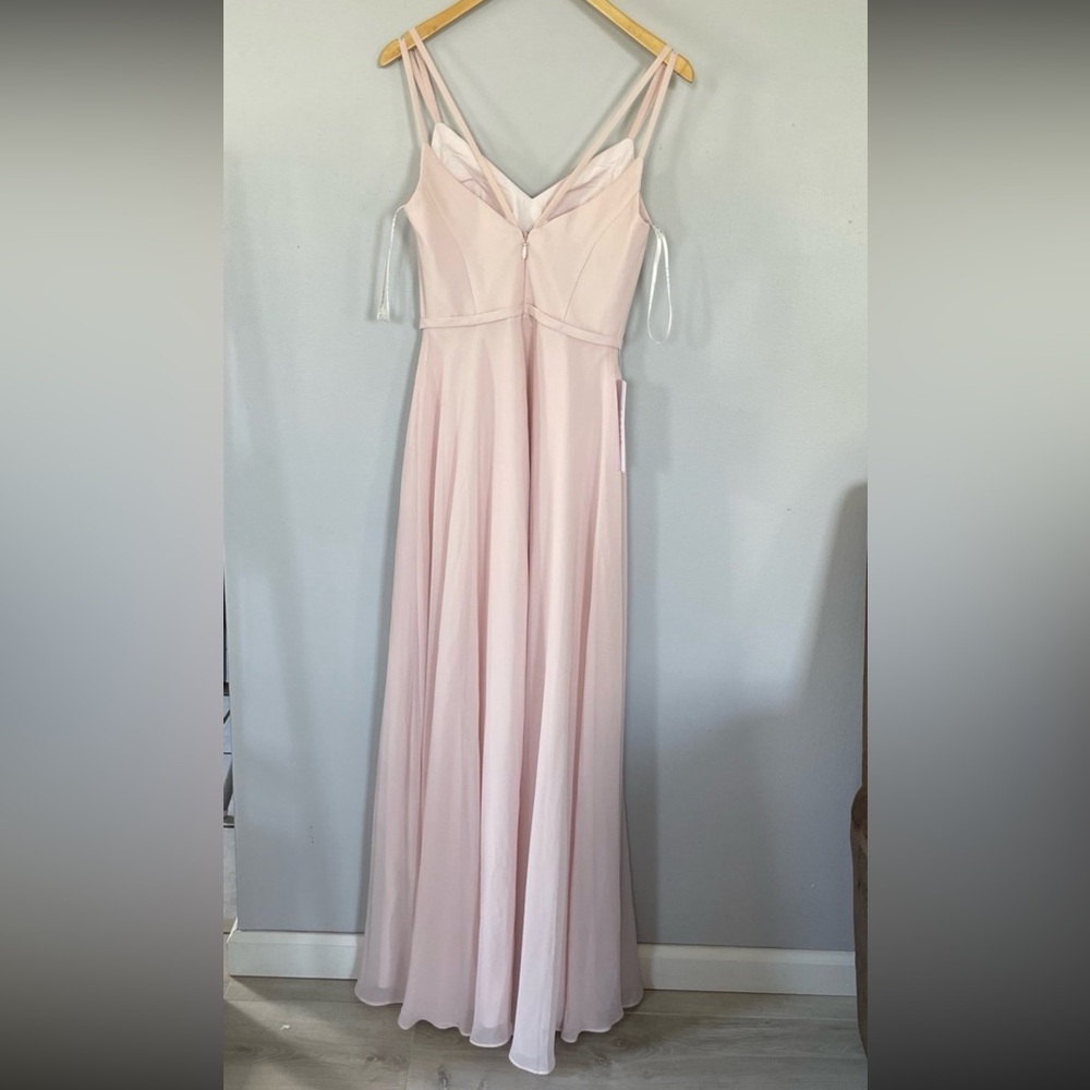 AZAZIE JANINE Rose Petal A-Line V-Neck Chiffon Dress size A2 - Picture 2 of 11